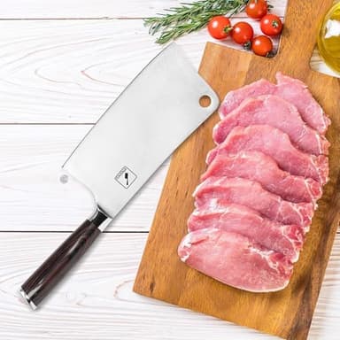 imarku Cleaver Knife 7 Inch Meat Cleaver - SUS440A Japan High Carbon Stainless Steel Butcher Knife with Ergonomic Handle, Ultra Sharp Knife, Kitchen Gadgets for Home/Restaurant, Perfect Birthday Gifts - Image 6