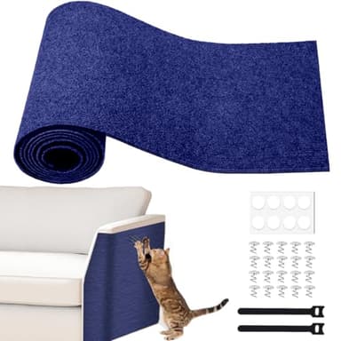 Cat Scratching Furniture Protector Self Adhesive Trimmable Protective Sofa Carpet Leather Furniture Pad Replacement for Cat Tree Shelves DIY Pet Scratch Protector (Dark Blue, 15.7"x39.3") - Image 1