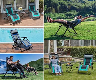 EVER ADVANCED Oversize XL Zero Gravity Recliner Padded Patio Lounger Chair with Adjustable Headrest Support 350lbs (Green) - Image 10