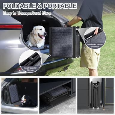HerCcreta wigge Dog Ramp for Car 63" Long & 17" Wide Portable Dog Ramps for Large Dogs with Non-Slip Rug Surface Dog Car Ramp for SUV Car & Truck, Folding Dog Ramp Up to 250LBS - Image 6