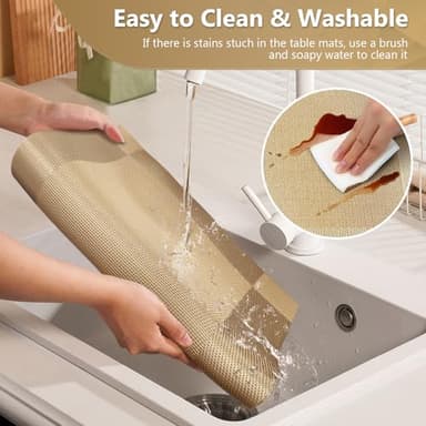 Placemats Set of 6, Place Mats for Kitchen Dining Table, Heat-Resistant Anti-Skid Stain Washable PVC Table Mats, Easy to Cleaning Woven Vinyl Dinner Mats - Image 5