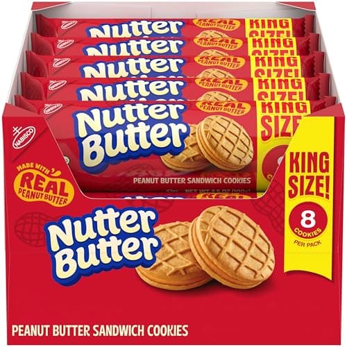 NUTTER BUTTER Peanut Butter Sandwich Cookies, King Size, 10-3.5 oz Snack Packs - Image 1