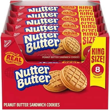 NUTTER BUTTER Peanut Butter Sandwich Cookies, King Size, 10-3.5 oz Snack Packs - Image 1