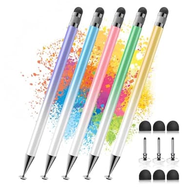 Bopomofo Stylus (5 Pcs),2-in-1 Stylus Pen for Touchscreen, High Precision and Sensitivity, Suitable for iPhone/ipad/Android Tablets, Compatible with All Touch Screens(Pink/Yellow/Green/Blue/Purple) - Image 1