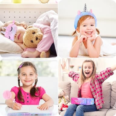 Unicorns Gifts for Girls 4 5 6 7 8 9 10+ Years Old with Unicorns Handbag Purse/Diary with Lock/Headband/Eye Mask/Water Bottle, Kids Unicorn Toy Soft Plush Toys Set for Birthday Gifts Christmas - Image 6