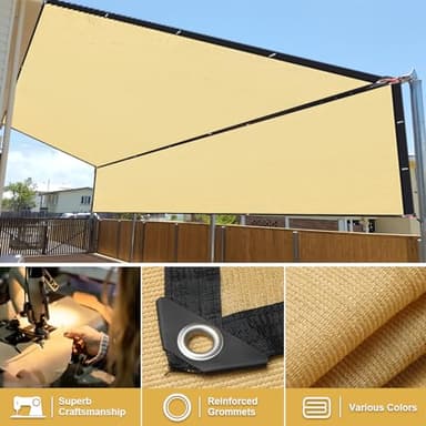 Pergola Shade Cover 8'X10' Outdoor Sun Shade Cloth with Grommets Shade for Patio, Carport, Backyard (Sand Color) - Image 2