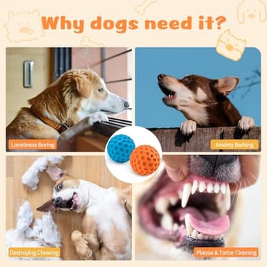 HIPPIH Indestructible Squeaky Dog Toys, Interactive Dog Balls 2 Pack, Chew Toys for Aggressive Chewers, Natural Rubber Puppy Toy for Large/Medium Dogs, Tough Puppy Teething Toy, Relieve Anxiety - Image 4