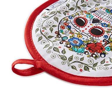 Fiesta Skull & Vine Oven Mitt & Pot Holder, Multi, 2 Piece - Image 4