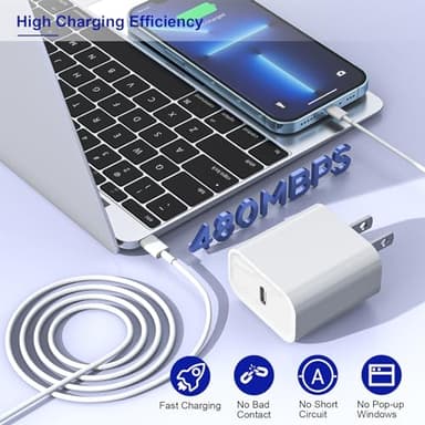 Apple Fast Charger, 10FT Extra Long Fast iPhone Charger Travel Plug Adapter Super Quick Apple Charging USB C Wall Charge Block with 10Foot Lightning Cable Cord for iPhone 14/13/12/11/X/XR/SE2022/iPad - Image 5