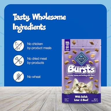Blue Buffalo Bursts Crunchy & Creamy Cat Treats, Great for Training, Delish Liver & Beef, 12-oz. Tub - Image 7