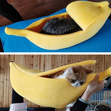 · Petgrow · Cute Banana Cat Bed House Medium Size, Christmas Pet Bed Soft Cat Cuddle Bed, Lovely Pet Supplies for Cats Kittens Rabbit Small Dogs Bed,Yellow - Image 6