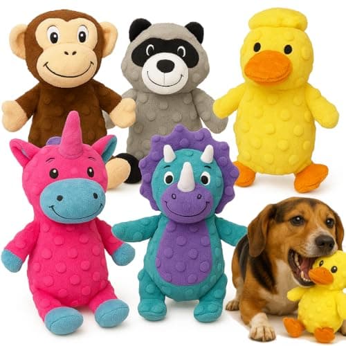 Jalousie Multipack Dog Squeaky Toys Strong Almost Indestructible, with Added Liner for Longer Play Dog Chew Toys (Medium Breeds - 5 Pack Dotted) - Image 1