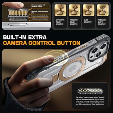 SUPCASE for iPhone 16 Pro Max Case with Camera Control Capture Button (Unicorn Beetle Grip), [Built-in Stand] [Compatible with MagSafe] Heavy Duty Magnetic Phone Case for iPhone 16 Pro Max, DesertGold - Image 3