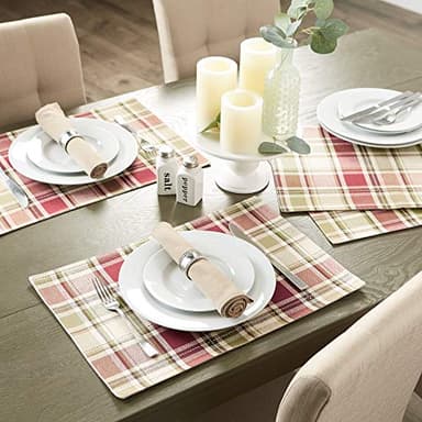 DII Fall & Thanksgiving Dining Table Décor Reusable Cotton Fabric, Placemat Set, 13x19, Rustic Homespun Plaid, 4 Piece - Image 2