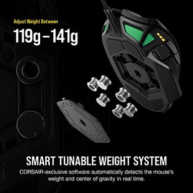 CORSAIR NIGHTSWORD RGB Gaming Mouse For FPS, MOBA - 18,000 DPI - 10 Programmable Buttons - Weight System - iCUE Compatible - Black - Image 3