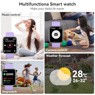 Smart Watch for Men Women, Alexa Built-in Fitness Tracker with Call Function & 1.83" HD Touchscreen, Heart Rate/Sleep Monitor, 100 Sport Modes, IP68 Waterproof, iOS Android Compatible (Purple) - Image 6
