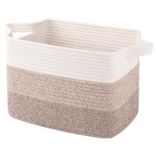 OIAHOMY Storage Basket - Cotton Rope Woven Basket for Shelves, Toys, Towels - 13"9.85"8.7", Gradient Yellow - Image 1