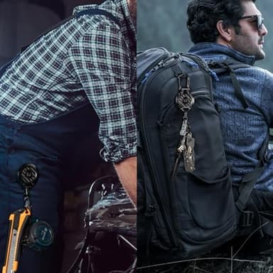 MNGARISTA Upgraded Heavy Duty Retractable Keychain, Belt Clip Ver. & Carabiner Ver., 10 oz Retraction, 31.5" Stainless Steel Cable, 3K Carbon Fiber Tactical ID Badge Reel Key Chain Retractor, 2 Pack - Image 6