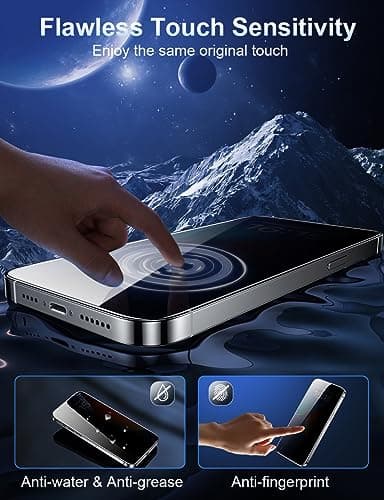 ruwa Privacy Screen Protector for iPhone 16 Pro [2-Pack] Anti-Peep Tempered Glass Film with Easy Installation Frame - Image 5