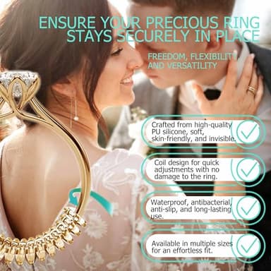 Ring Size Adjuster for Loose Rings，Kueroami Ring Adjuster Guards, 6 Sizes Tightener Resizer Fitter Rings Width 1-8 MM, Reduces Spacers Size by 0.5-1.5 (Gold) - Image 2