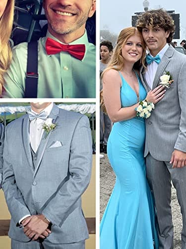 Alizeal Mens Solid Color Mini Squares Formal Banded Pre-tied Bow Ties, Pocket Square, Cufflinks Set Wedding Party Business-Royal Blue - Image 8