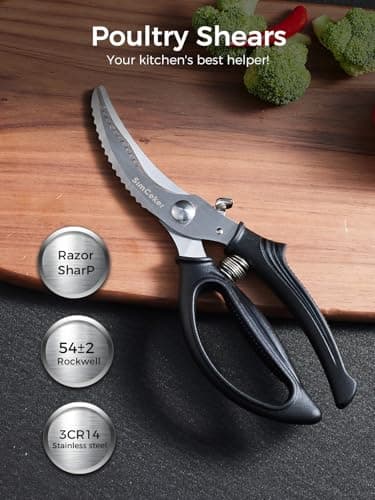 Poultry Shears, Heavy Duty Kitchen Shears With Anti-Slip Handle & Safety Lock, Poultry Scissors for Meat, Chicken, Bone,Turkey, Fish, Spring Loaded, Dishwasher Safe - Image 3