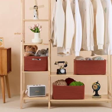 MiniArk Large Storage Baskets for Shelves, Closet Organizers Bins for Clothes Blanket Towels, Baby Nursery, Toy Baskets Box, Woven Rope Baskets, 17 x 13 x 7.5”, 2 Packs Oxide Red - Image 3