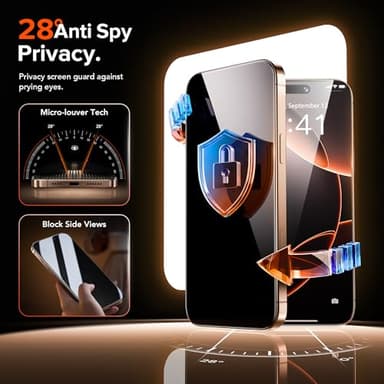 SuydanBox 3 Pack Privacy Screen Protector for iPhone 15 Pro Max, [One-Pull Installation] Military-Grade Shatterproof & Ultra Durable 9H Hardness, Anti-Spy Tempered Glass, Bubble-Free, Case Friendly - Image 5