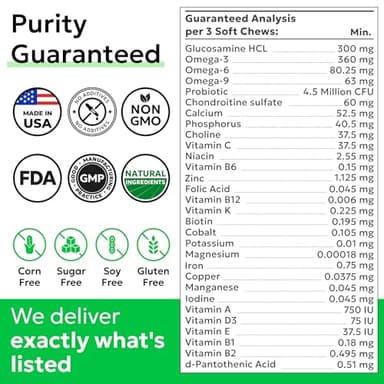 BARK&SPARK Dog Vitamins & Supplements - Multivitamin Chewable Treats for Dogs - Glucosamine Chondroitin for Joint Support + Omega for Skin & Coat + Probiotics - Multi Vitamin for Pets Health - 120Ct - Image 4