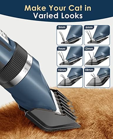 oneisall Quiet Cat Clippers for Matted & Long Hair, 2-Speed Cordless Pet Shaver Grooming Kit for Cats, Small Dogs & Animals (Blue) - Image 6