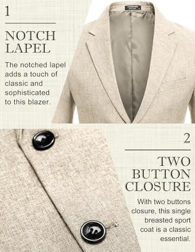 COOFANDY Mens Casual Blazer Lightweight Sports Coat Slim Fit Two-Button Suit Jacket - Image 4