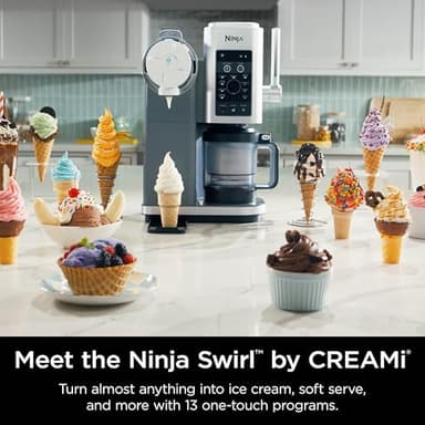 Ninja Swirl by CREAMi Ice Cream and Soft Serve Maker, Sorbet, Milkshake, Frozen Yogurt, Low Calories Program 13-in-1, Soft Serve Handle, (2) CREAMi Swirl 16oz Pints, For Kids & ALL NC701 (Renewed) - Image 2