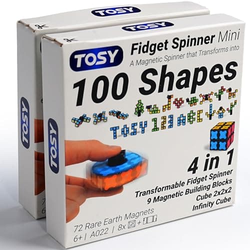 TOSY Magnet Fidget Spinner Mini - 8 Blocks, 3 in 1 Toy: Transformable Fidget Spinner, Infinity Cube, 2x2 Puzzle Cube, Stress Relief, STEM Magnet Tiles Birthday Gift for Kids/Boys/Girls/Adults, 2-Pack - Image 1
