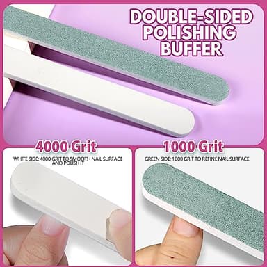 FANDAMEI Nail Files and Buffers, 20PCS Nail File Kit. Rectangular Nail Buffer Block & 100/180 Grit 7 Way Nail File & Polishing Buffer. Nail Prep Kit. Professional Manicure Nail Tools - Image 5