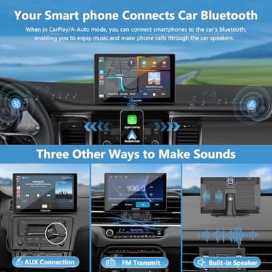 CARPURIDE W905 Portable Carplay & Android Auto, 9'' Touch Carplay Screen for Car, 4K Dash Cam,1080p Backup Camera, Car Play Navigation with Mirror Link/Siri/FM/Bluetooth/Light Sensor, for 12-24V - Image 8