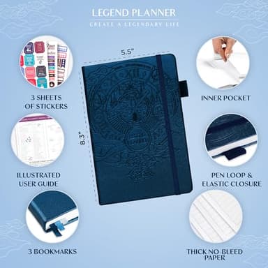 Legend Planner – Weekly & Monthly Life Planner to Hit Your Goals & Live Happier. Organizer Notebook & Productivity Journal. A5 (Mystic Blue) - Image 2