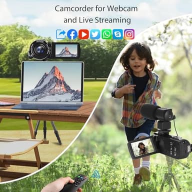 Video Camera, 8K Camcorder 48MP 15FPS UHD WiFi Vlogging Camera with IR Night Vision for YouTube, 3" Touch Screen 18X Digital Zoom, with Fill Light, Mic, Stabilizer, Lens Hood, Remote and 2 Batteries - Image 5