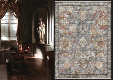RUGSURE Washable Area Rugs - Perfect for Living Room, Bedroom, Kids Room, Nursery - Stain & Water Resistant Non-Slip, Pet & Child Friendly, Vintage Tribal Area Rugs (Turmeric and Grey, 8' x 10') - Image 2