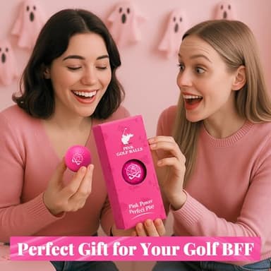 Ghost Pink Funny Golf Balls for Women – Shocked Emoji Face, High-Visibility Pink, Sleeve of 3 Novelty Practice Balls, Cute Golf Gift for Her, Ladies & Girls - Image 9