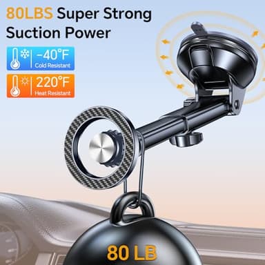 Coolpow for MagSafe Car Mount【Windshield+Vent+Dash】Magnetic Phone Holder for Car Phone Holder Mount Cell Phone Holders for Your Car Accessories Suction Cup Stand for Garmin GPS for iPhone 17 16 15 14 - Image 4