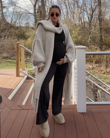 G4Free Maternity Pants with Pockets Over The Belly Pregnancy Leggings Wide Leg Yoga Pants for Business Casual (Black,M,30") - Image 2