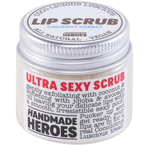 Handmade Heroes 100% Natural Lip Scrub, Vegan Conditioning Coconut Exfoliator - Gentle Exfoliant, Sugar Polish and Scrubber for Chapped Dry Lips, 1oz (Coconut Sorbet) - Image 1