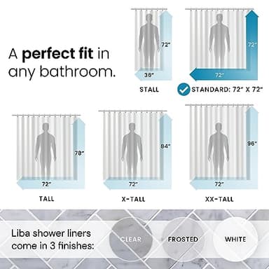 LiBa Bathroom Shower Curtain Waterproof Plastic Shower Curtain Premium PEVA Non-Toxic with Rust Proof Grommets Clear 8G Bathroom Accessories 72x72 - Image 2