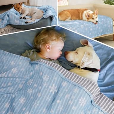 Dog Cooling Blanket Lightweight Self Cooling Blanket Bed Cover for Small Medium Dogs Washable Dog Cat Summer Blanket for Crate&Kennel Sofa Blue M - Image 7