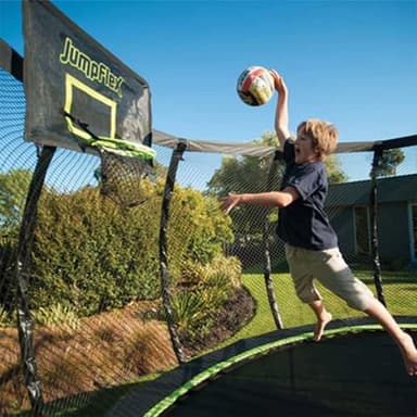 JumpFlex Trampoline with Basketball Hoop - Hero 12FT 14FT 15FT Round Outdoor Backyard Trampoline ASTM Approved with Net Safety Enclosure & Ladder Playset with Fast Assembly - Image 9