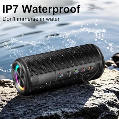 Portable Bluetooth Speaker, Bluetooth 5.4 Wireless Speaker with 20W HD Loud Stereo Sound, 15H Playtime, IP7 Waterproof, LED Lights, TWS Pairing, Built-in Mic, for Outdoor, Home, Party, Beach, Gift - Image 4