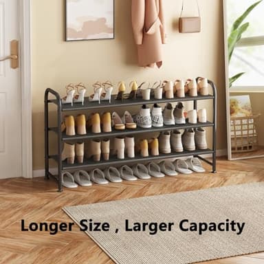 INGIORDAR Shoe Rack 3 Tier Long Storage Organizer Wide Metal Shoe Shelf for Closet Entryway Black - Image 4