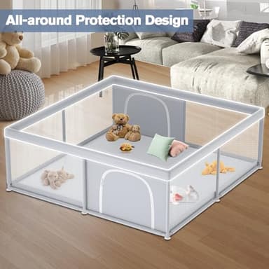 Extra Large Baby Playpen 79×79 Inch, Playpen with 2 Zipper Door for Babies and Toddlers, Play Pen Pin Indoor Outdoor Baby Play Fence - Image 4