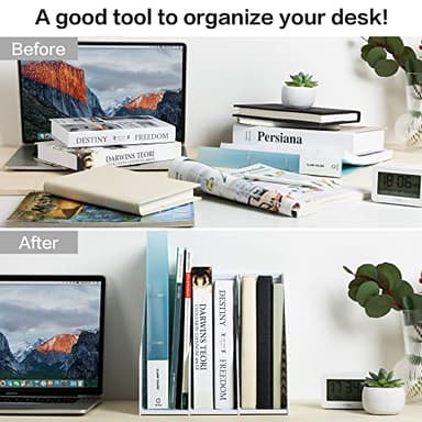 Deli Collapsible Magazine File Holder, Desk Organizer Document Folder for Office Organization and Storage, 3 Vertical Compartments, Gray - Image 7