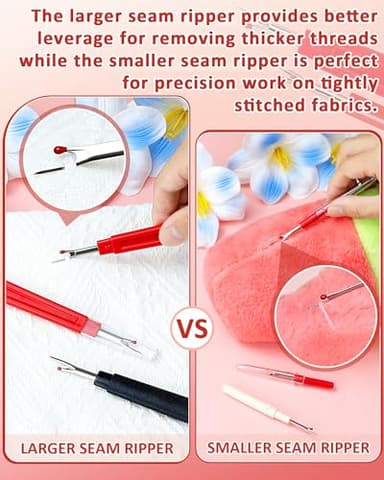 FIVEIZERO Seam Rippers for Sewing – 2 Big and 2 Small Stitch Remover Tools, Thread Ripper, Embroidery Removal Tool with Thread Snips - Image 4